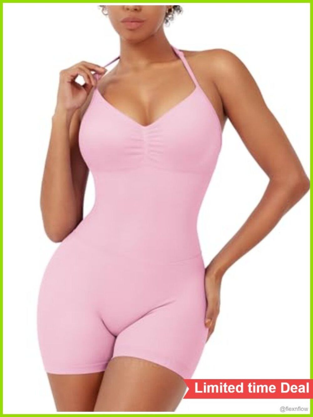 YEOREO Seamless Workout Jumpsuit Halter Backless Yoga Romper